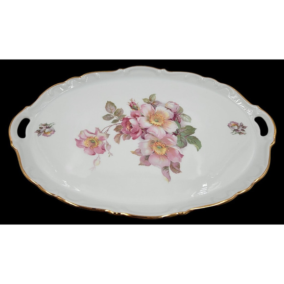 Schumann Arzberg Briar Rose 16" Oval Platter w/ Handles Bavaria Germany 1950s - Picture 9 of 10